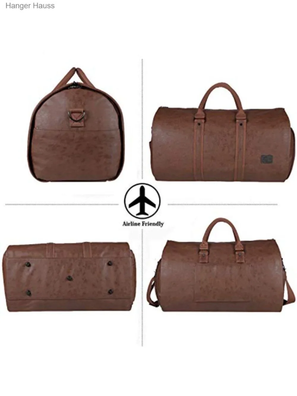 Convertible Travel Garment Duffel Bag 2-in-1 Carry On Faux Leather Waterproof
